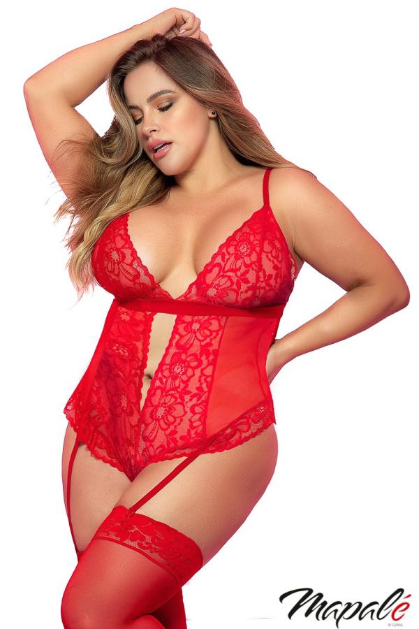Teddy avec Jaretelles en Dentelle - 8568X - Grande Taille - Mapalé – Image 2