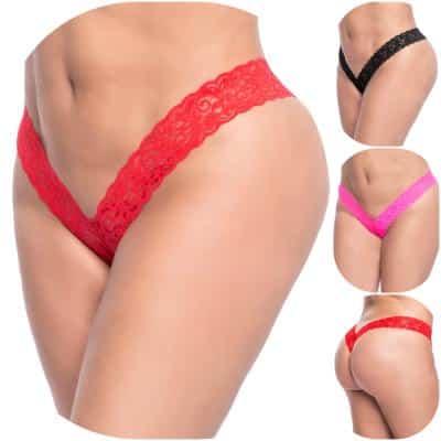 Thong en Dentelle en V - 93X - Grande Taille - Mapalé