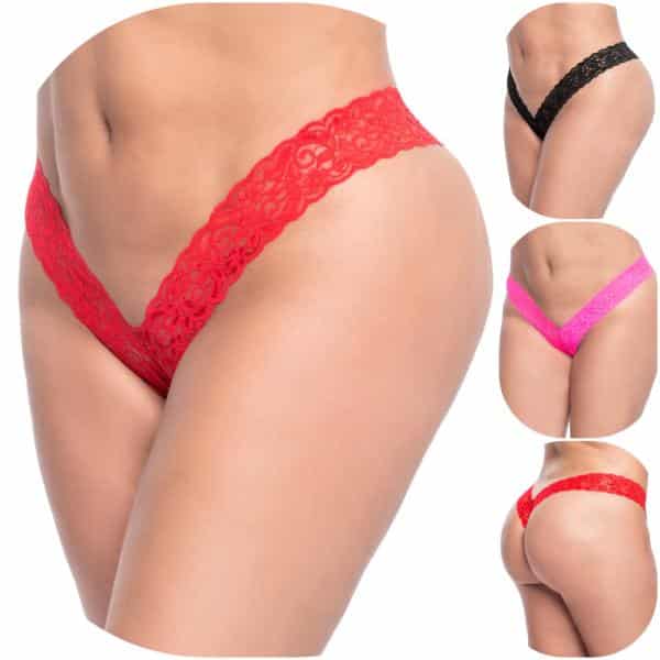 Thong en Dentelle en V - 93X - Grande Taille - Mapalé