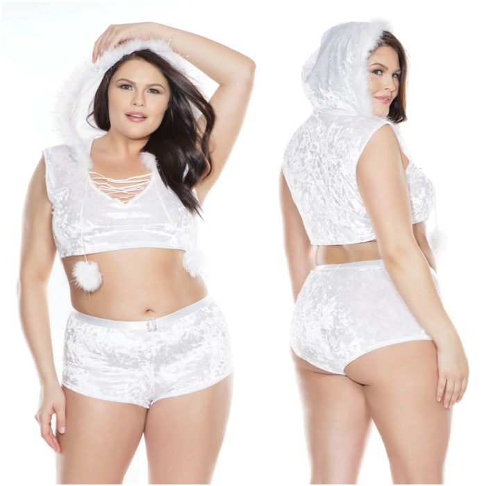 Top Court et Booty Short en Velours - 3878X - Grande Taille - Coquette