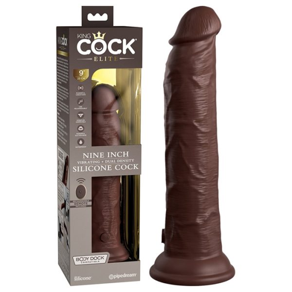 Nine Inch - Vibrating + Dual Density Silicone Cock with Remote - Vibrateur Réaliste -King Cock Elite