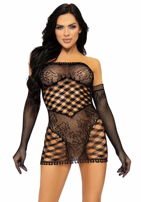 Robe en Résille et Dentelle - 86136 - Leg Avenue – Image 2