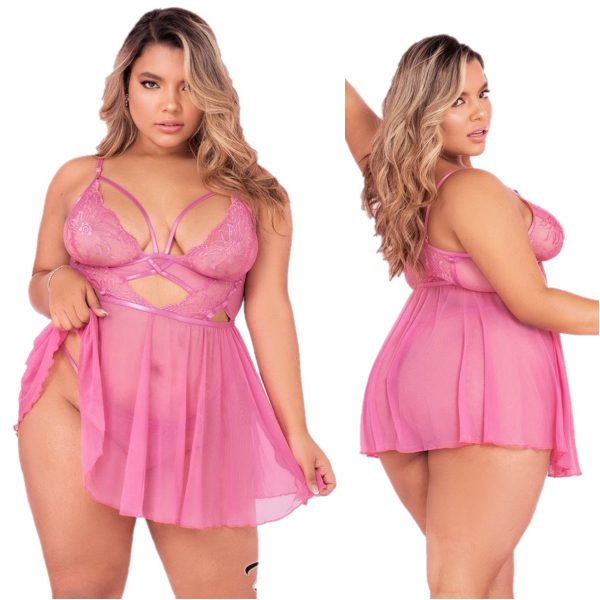Babydoll en Mesh - 7480X - Grande Taille - Mapalé