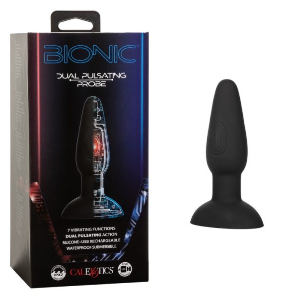 Surfez sur les vagues d'extase vers des territoires de plaisir inexplorés avec la plug anale Dual Pulsating Probe de la collection Bionic de CalExotics.