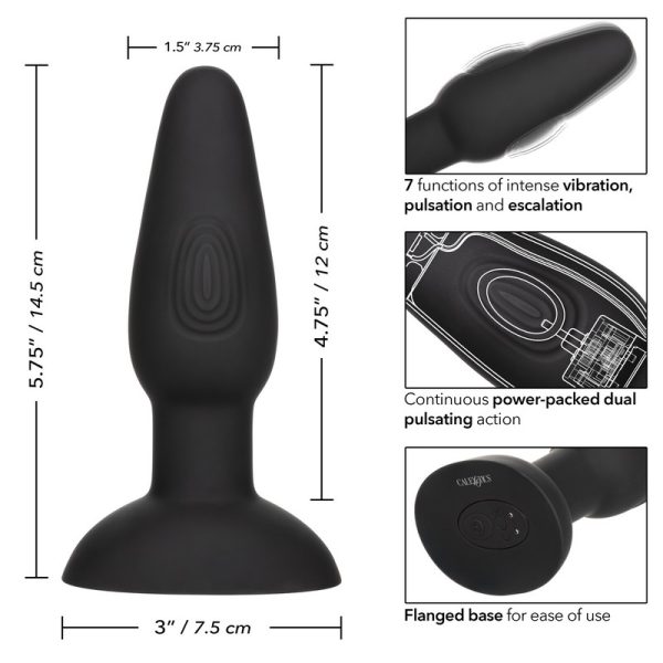 Surfez sur les vagues d'extase vers des territoires de plaisir inexplorés avec la plug anale Dual Pulsating Probe de la collection Bionic de CalExotics.