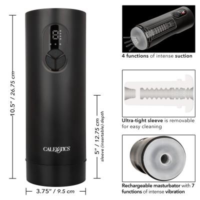 Enveloppez-vous de plaisir de niveau supérieur avec le puissant masturbateur Sucking and Vibrating Masturbator de la collection Bionic de CalExotics.