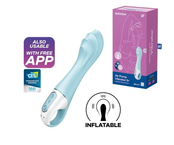 Le Air Pump Vibrator 5+ de Satisfyer vous fait profiter d’une tige gonflable graduellement ainsi que de puissantes vibrations, qui peuvent être utilisées indépendamment.