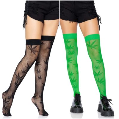Bas Filet cuissarde motif feuille  - 6642 - Leg Avenue