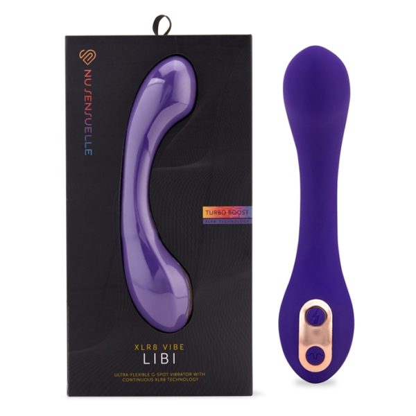 LE LIBI XLR8 VIBE DE NU SENSUELLE EST UN VIBROMASSEUR POUR LE POINT G ULTRA FLEXIBLE AVEC TECHNOLOGIE CONTINUE XLR8 TURBO BOOST