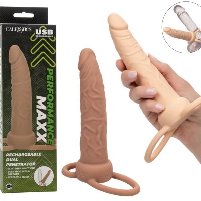 Profitez du plaisir érotique de la double pénétration avec le Rechargeable Dual Penetrator de la collection Performance Maxxx de California Exotics