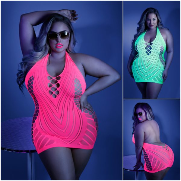 Robe Ajusté en Filet - FA2108X - Grande Taille - Fantasy Lingerie