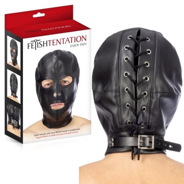Explorez vos Fantaisies avec la Cagoule BDSM Open Mouth and Eyes