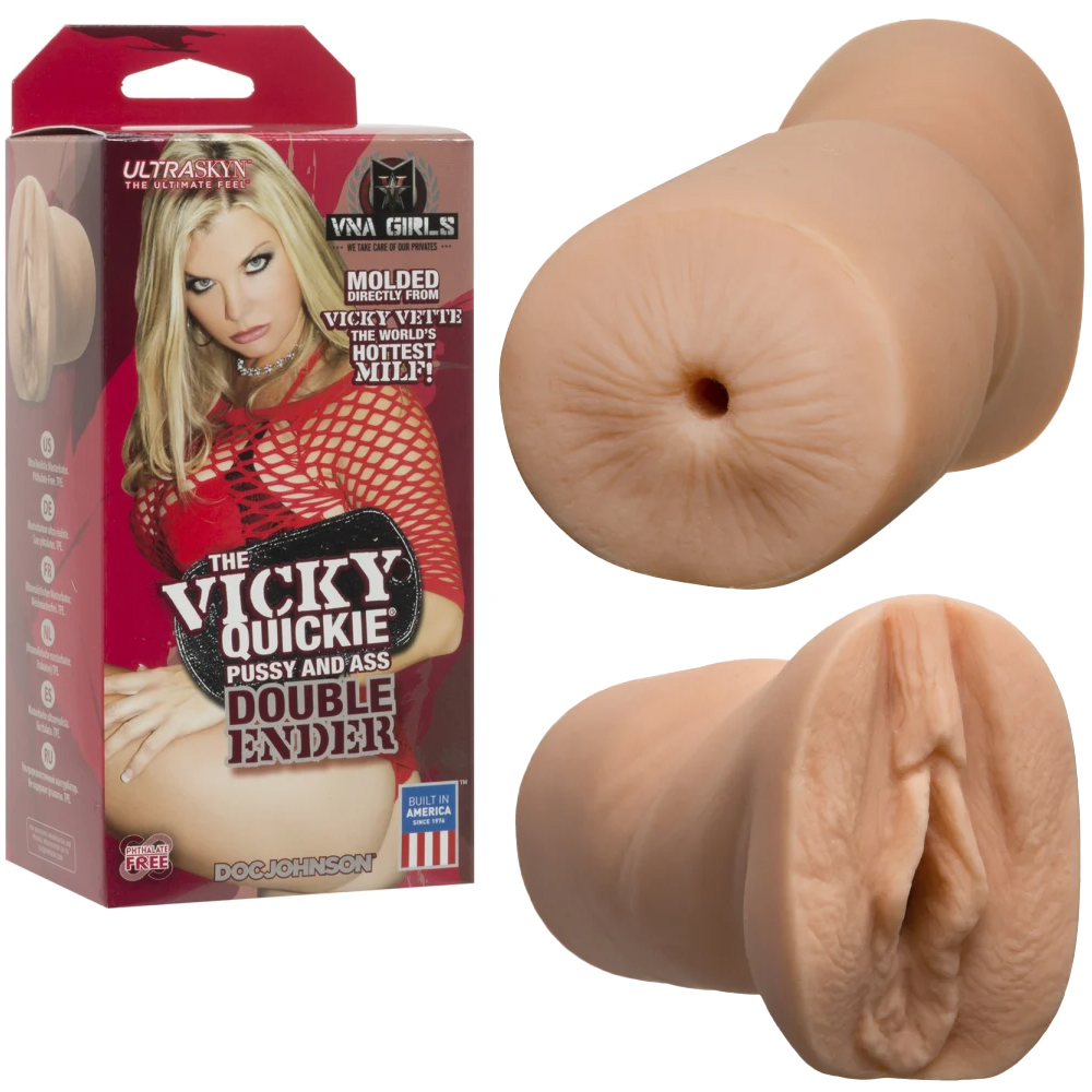 Découvrez le Vicky Quicky Double Ender – La perfection personnifiée, moulée sur le corps sensuel de Vicky Vette. Un plaisir sur mesure vous attend!