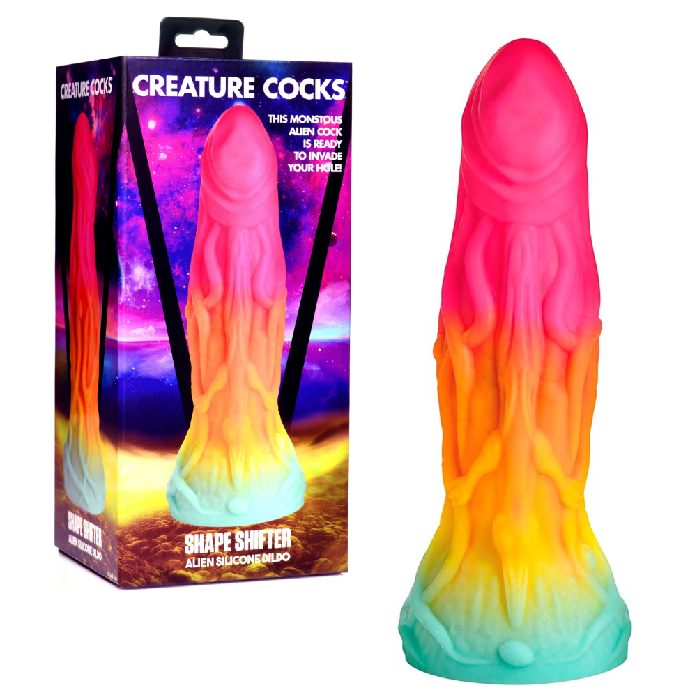 "Découvrez l'extravagance du Shape Shifter Alien de Creature Cocks. Des couleurs éclatantes et une silhouette captivante vous promettent une aventure sensorielle inoubliable!"