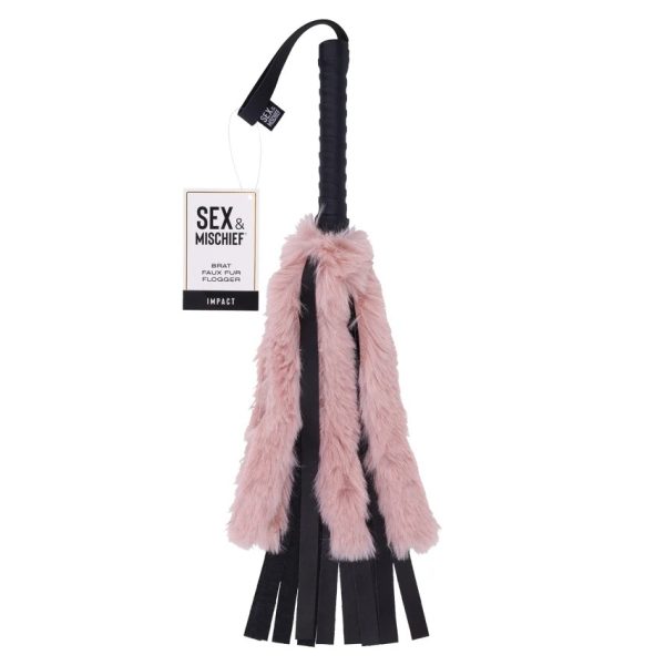 "Poignée en Or Rose de l'Impact Brat Faux Fur Flogger"