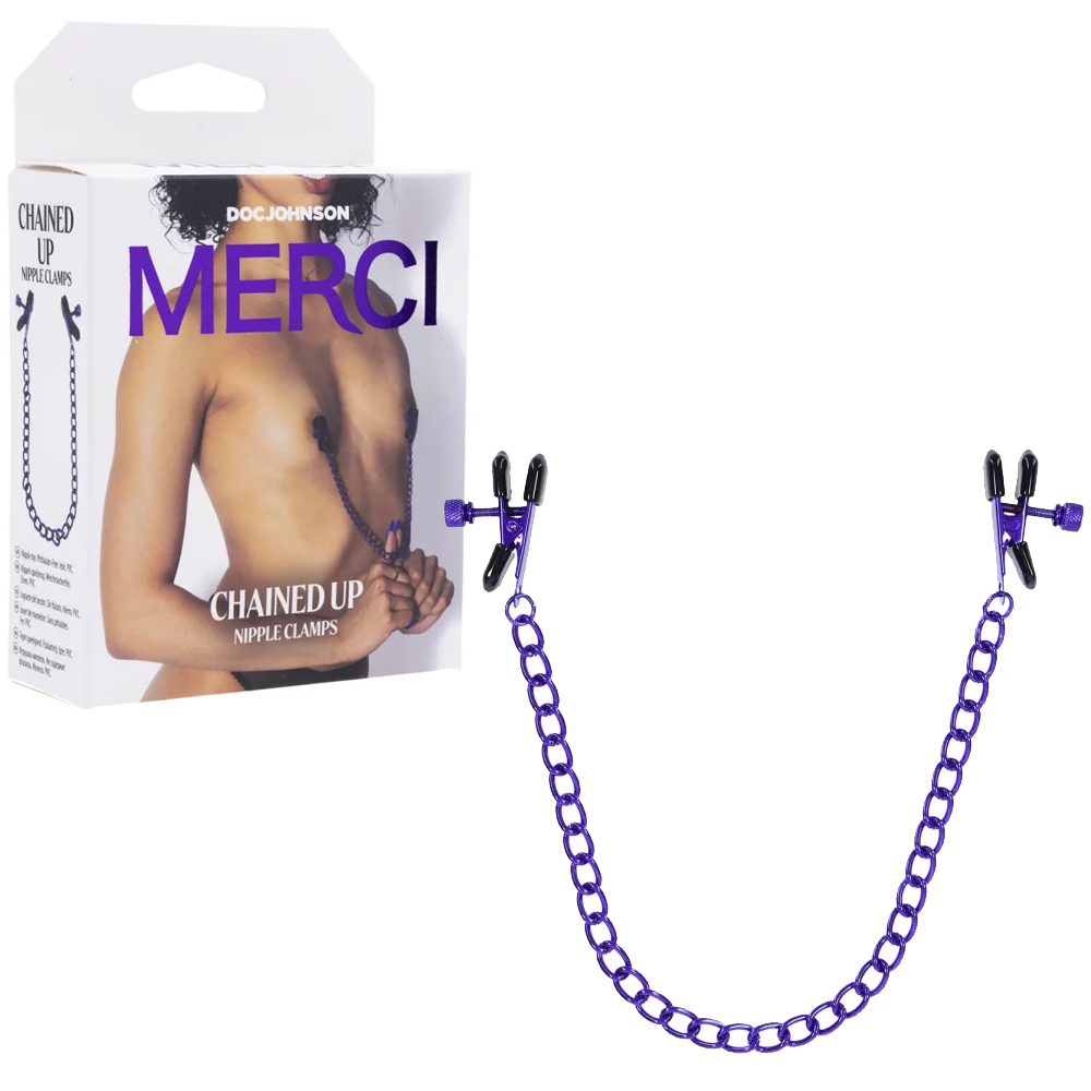 Pinces mamelons violettes Chained Up Nipple Clamps