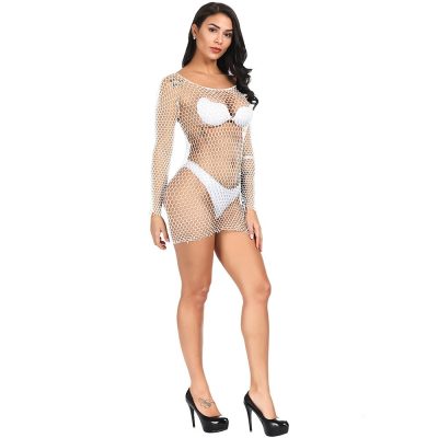 Ajoutez une Touche de Mystère à votre Look avec la Robe en Filet Blanc