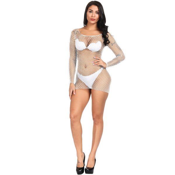 Osez l'Élégance avec la Robe en Gros Filet Blanc L'Amour Réunit