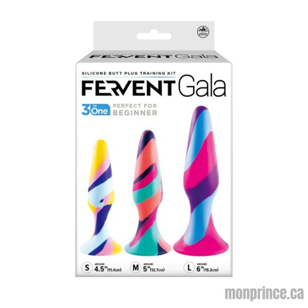 Ensemble complet du Fervent Gala Silicone Butt Plug Training Kit.
