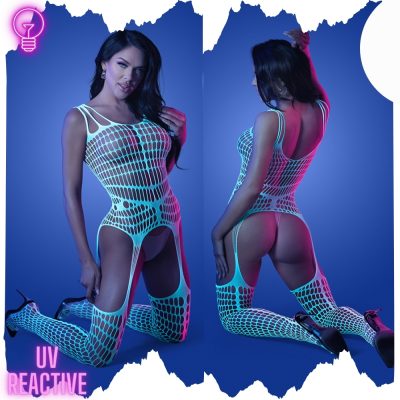 Bodystocking réactif aux UV sous lumière - Effet néon.