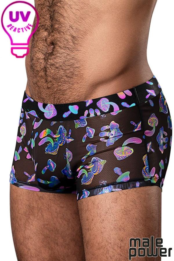Boxer en mesh semi-transparente extensible - Vue de côté.
