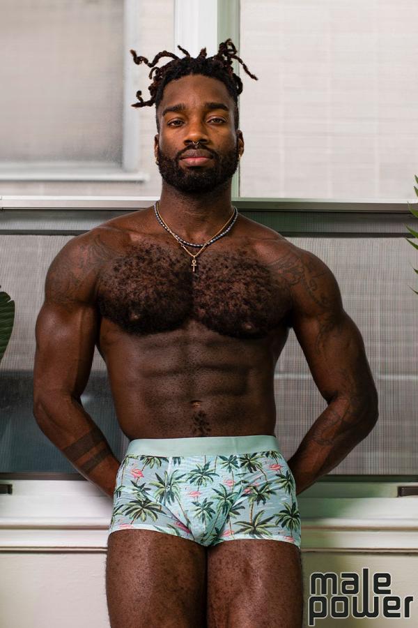 Boxer en mesh semi-transparent sans coutures de Male Power - Vue complète.