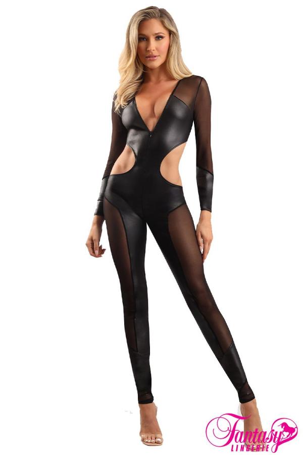 Combinaison en mesh transparent de Fantasy Lingerie - Taille S/M, M/L, L/XL.