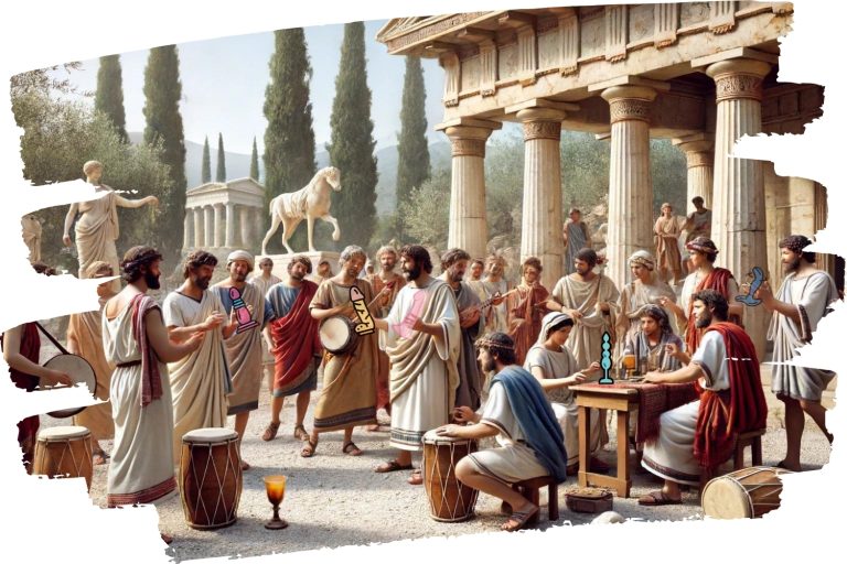 Illustration médiévale montrant l'utilisation discrète de godemichets sous des symboles religieux