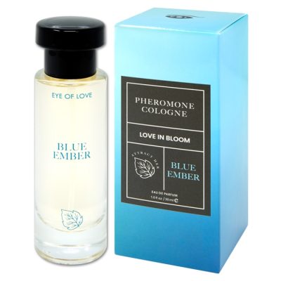 Flacon de parfum Blue Ember sur une surface élégante.