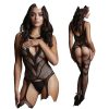 BodyStocking porte-jarretelles porté pour une perspective de taille.