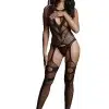 Design avec ouverture en trou de serrure sur les jambes et à l'arrière du BodyStocking.