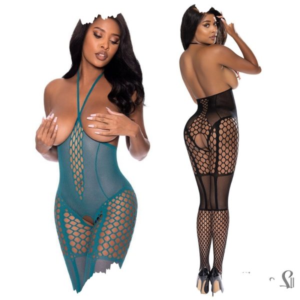 Vue rapprochée du BodyStocking en résille nid d'abeille extensible de Magic Silk.