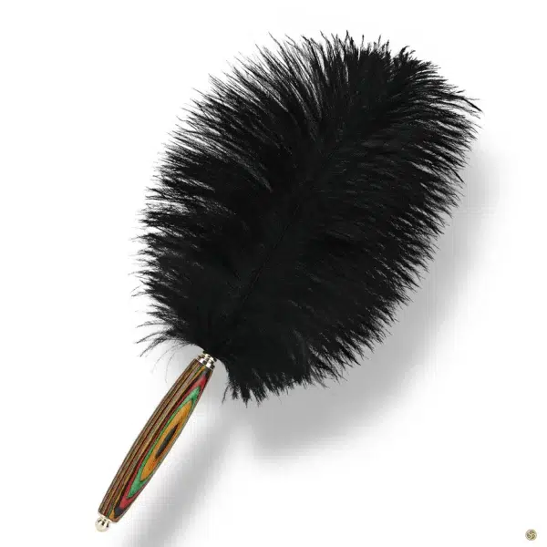 Chatouilleur de luxe en plumes d'autruche Roomfun avec poignée multicolore.