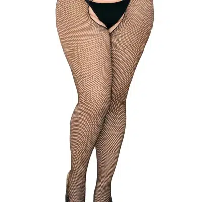 Vue de profil des collants résille Grande Taille.