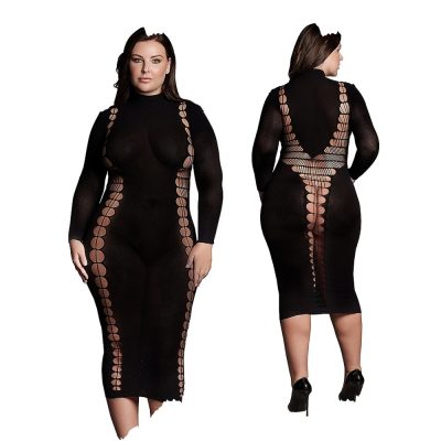 Vue rapprochée de la robe Carme à col roulé de la collection Le Désir.