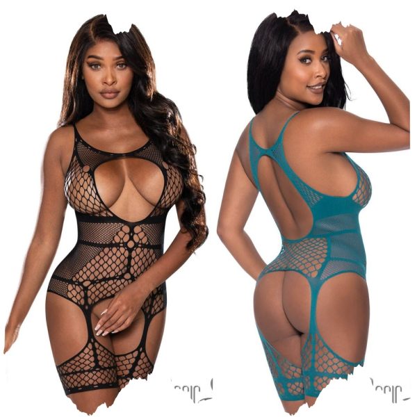 Vue rapprochée du BodyStocking en résille nid d'abeille extensible de Magic Silk.
