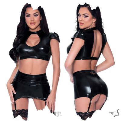 Vue rapprochée de l'ensemble 2 pièces WetLook par Magic Silk.