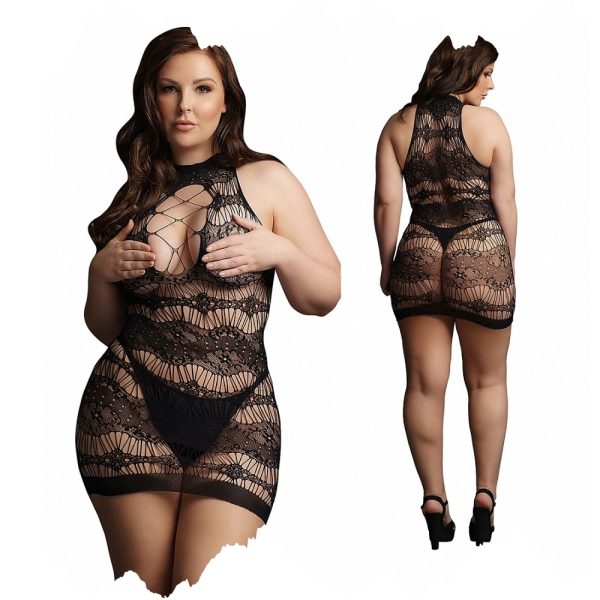 mini robe de la collection Le Désir avec mélange de dentelle et de matière déchirée