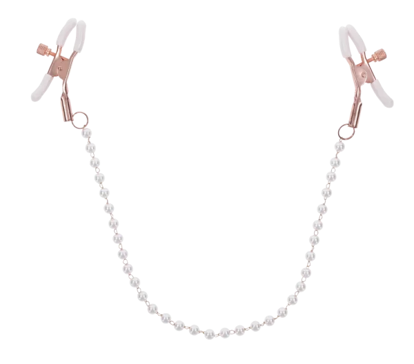 Pinces mamelons Peaches n’ CreaMe Pearl avec chaîne en or rose.