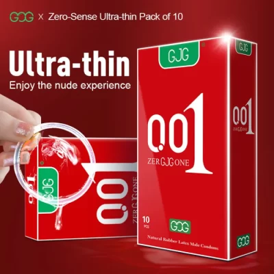 Les condoms Ultra-Mince 0,01 GJG avec réservoir sécurisé.