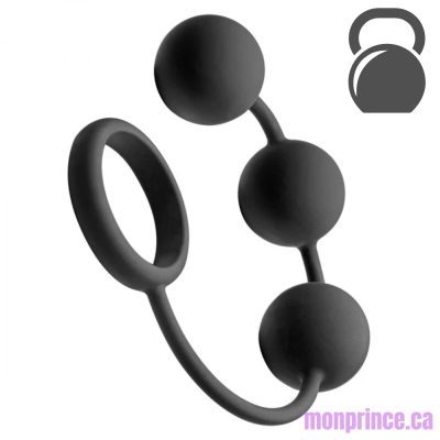 Anneau Pénien en Silicone avec Boules Anales Lestées – Vue d'ensemble