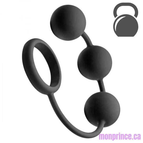 Anneau Pénien en Silicone avec Boules Anales Lestées – Vue d'ensemble