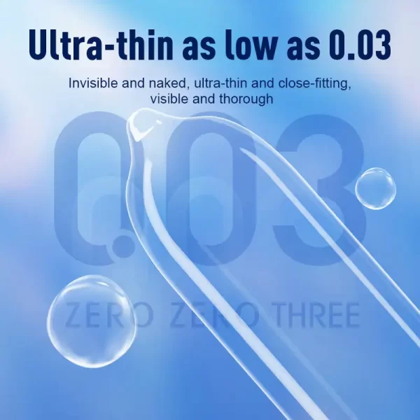 Latex ultra-mince pour une sensibilité accrue avec le Condom Ultra-Mince 0.03 de GJG.