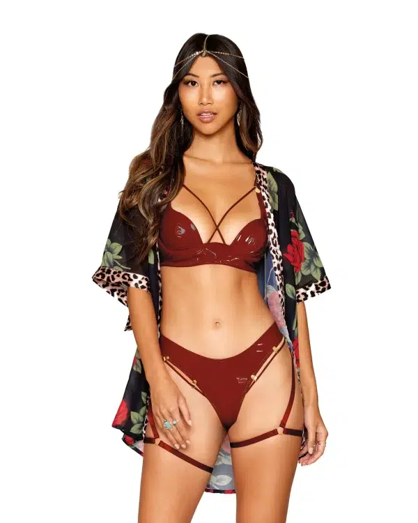 Soutien-gorge push-up en vinyl bourgogne