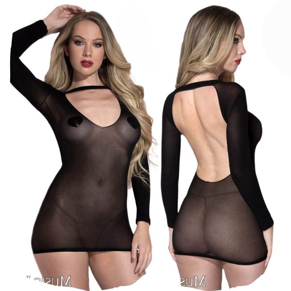 Mini-Robe en Résille en noir