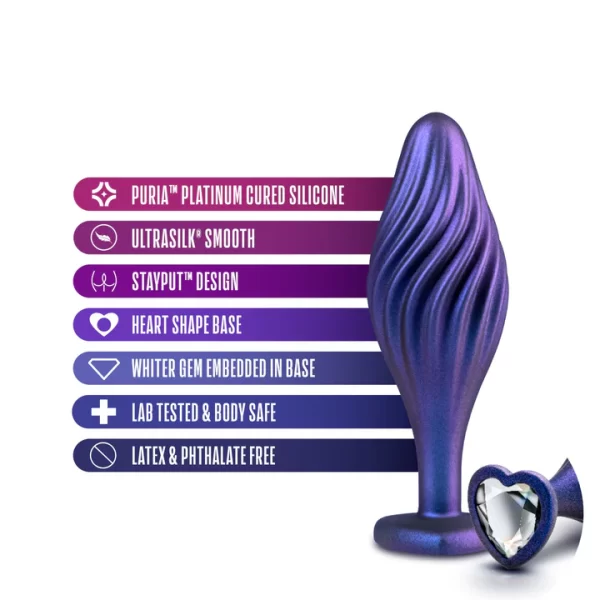 Finition lisse UltraSilk® de la plug anale Swirling Bling.