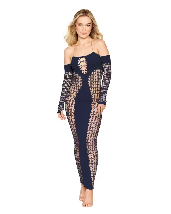 Détail des côtés en résille ouverte de la robe Dreamgirl