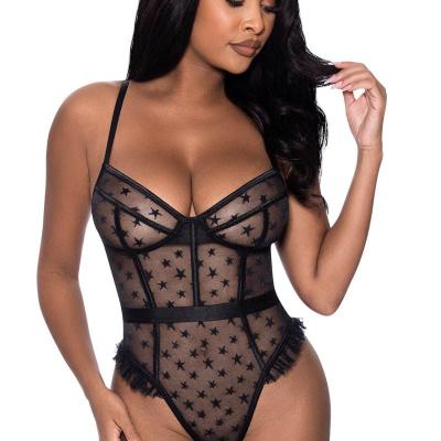 Teddy étoilé noir en mesh extensible de Magic Silk.