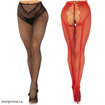 Collants en résille sans entrejambe avec couture en cœur de Leg Avenue.
