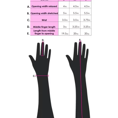 Détail des gants en vinyle extensible avec finition brillante.